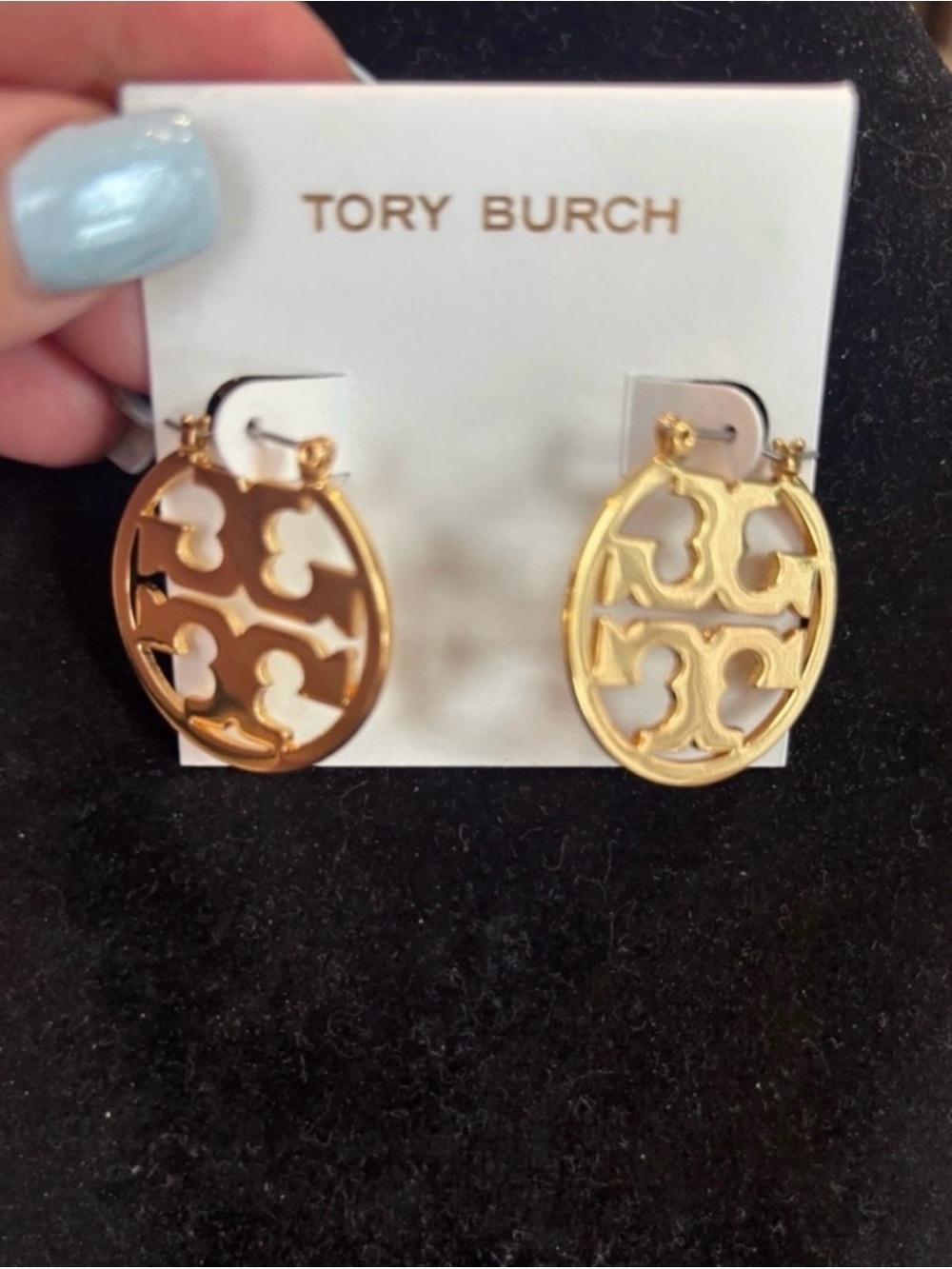Tory Burch Gold Openwork Logo Drop Earrings
